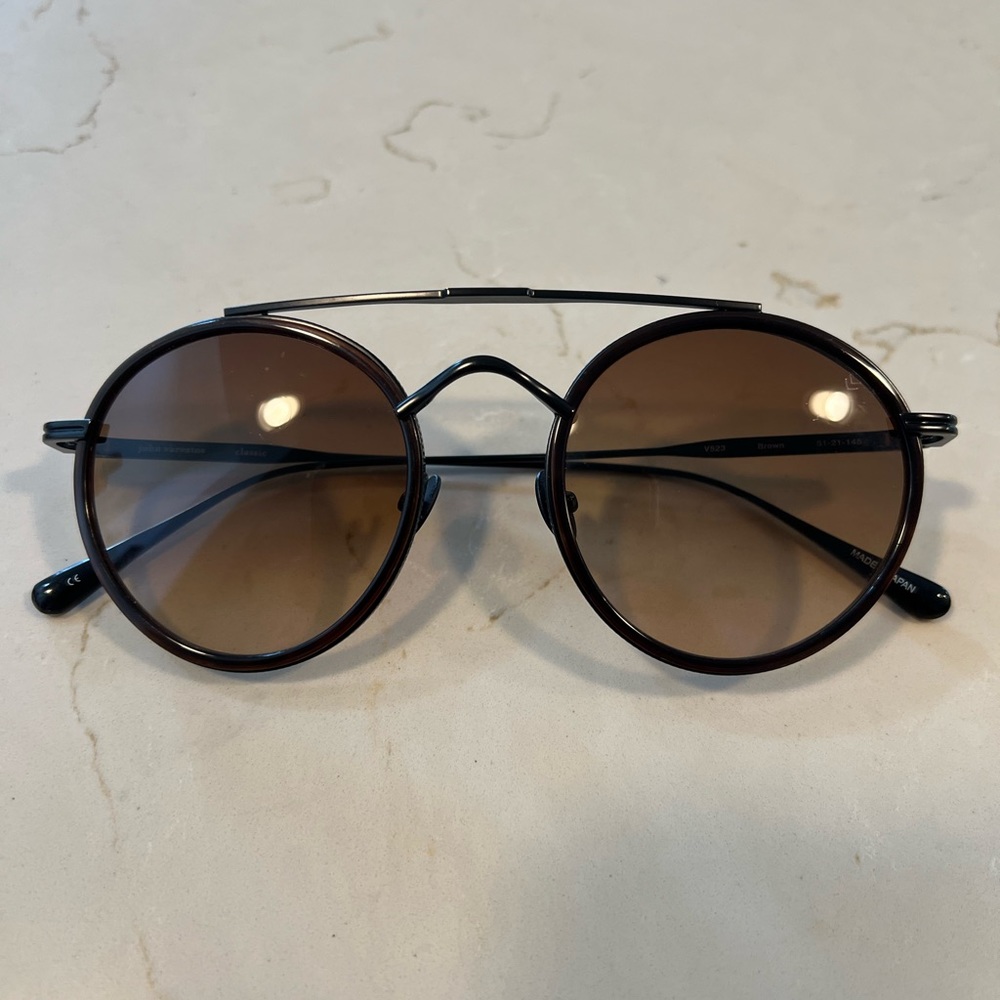 John Varvatos Round Brown Gradient Lens Sunglasses